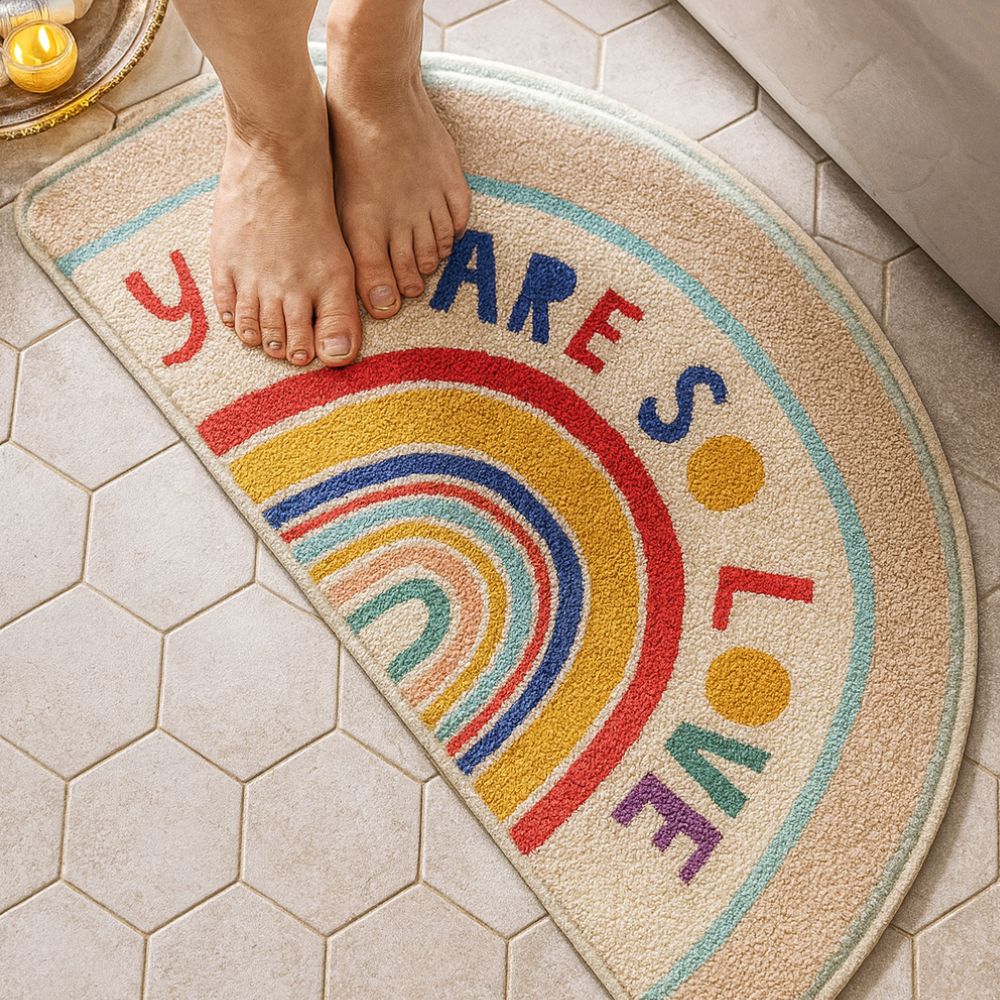 Rainbow Glow Half-Moon Bath Mat — alternate angle view