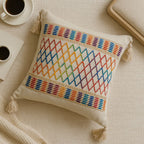 Rainbow Lattice Tassel Cushion Cover — product detail view