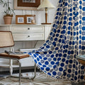 Retro Blue Polka Dots Patterned Window Curtain — main product photo