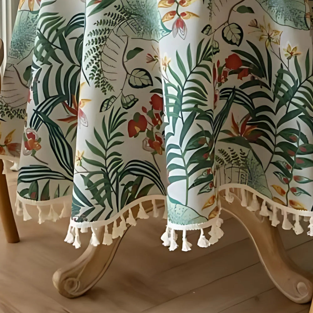 Retro Floral Round Table Cloth — alternate angle view