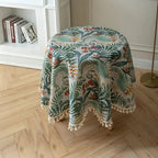 Retro Floral Round Table Cloth — product in use