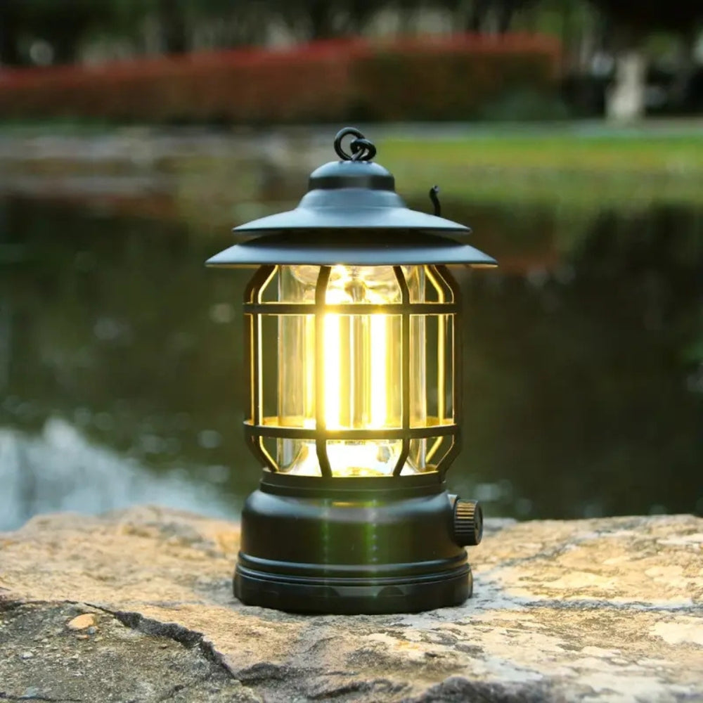 Retro Glow Camping Lantern Lamp — product close-up