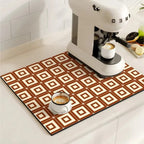 Retro Tile Design Absorbent Coffee Mat — alternate angle view