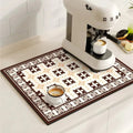 Retro Tile Design Absorbent Coffee Mat — product feature detail