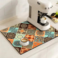 Retro Tile Design Absorbent Coffee Mat — size and scale reference