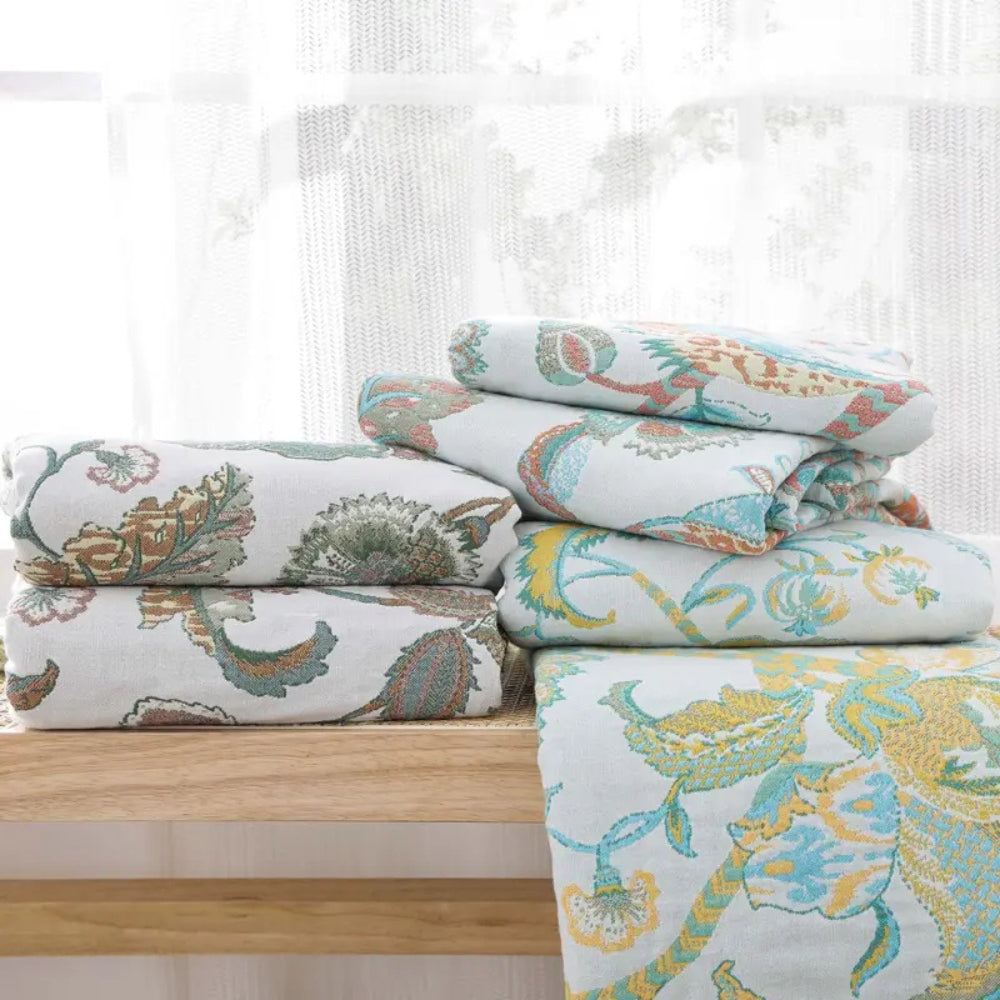 Reverie Floral Tassel Cotton Blanket — additional view