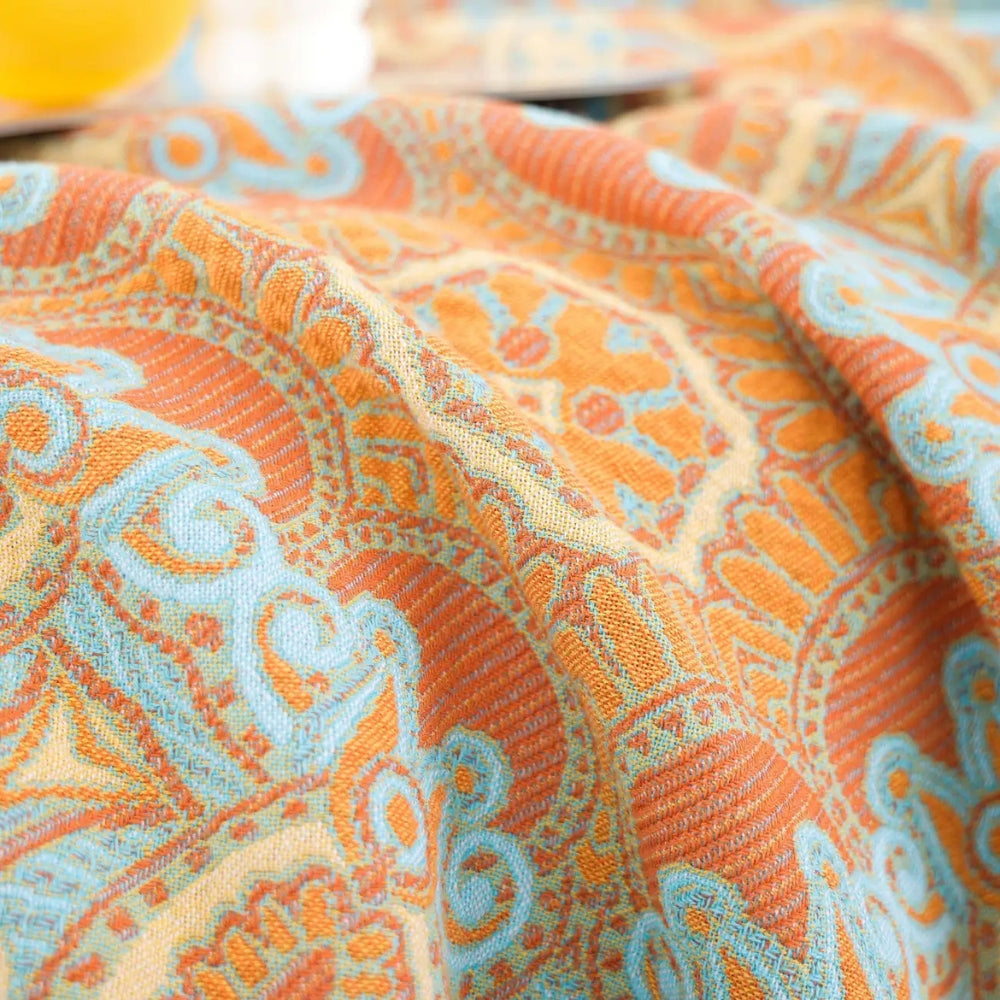Reversible Paisley Bohemian Cotton Blanket — product close-up