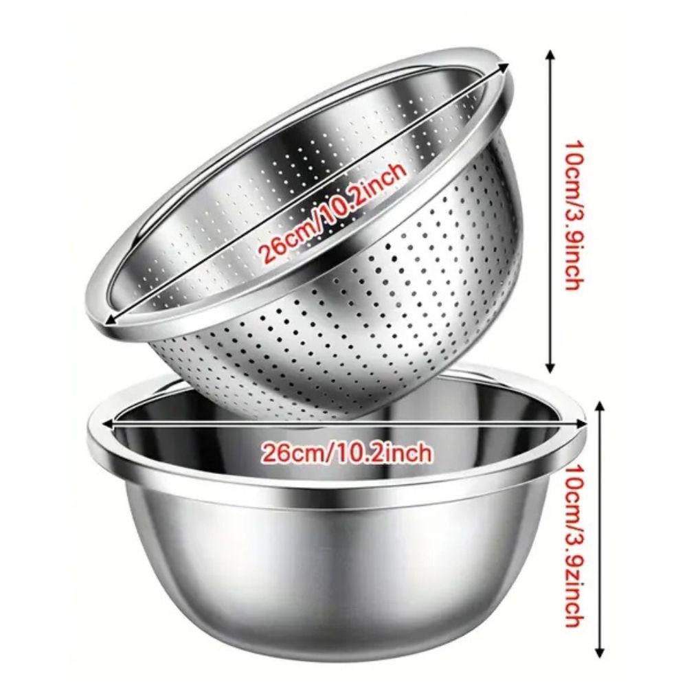 Rinse Mix Stainless Colander Duo Set — alternate angle view
