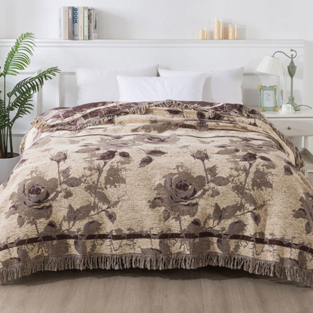 Rosewood Grace Throw Cotton Blanket — alternate angle view