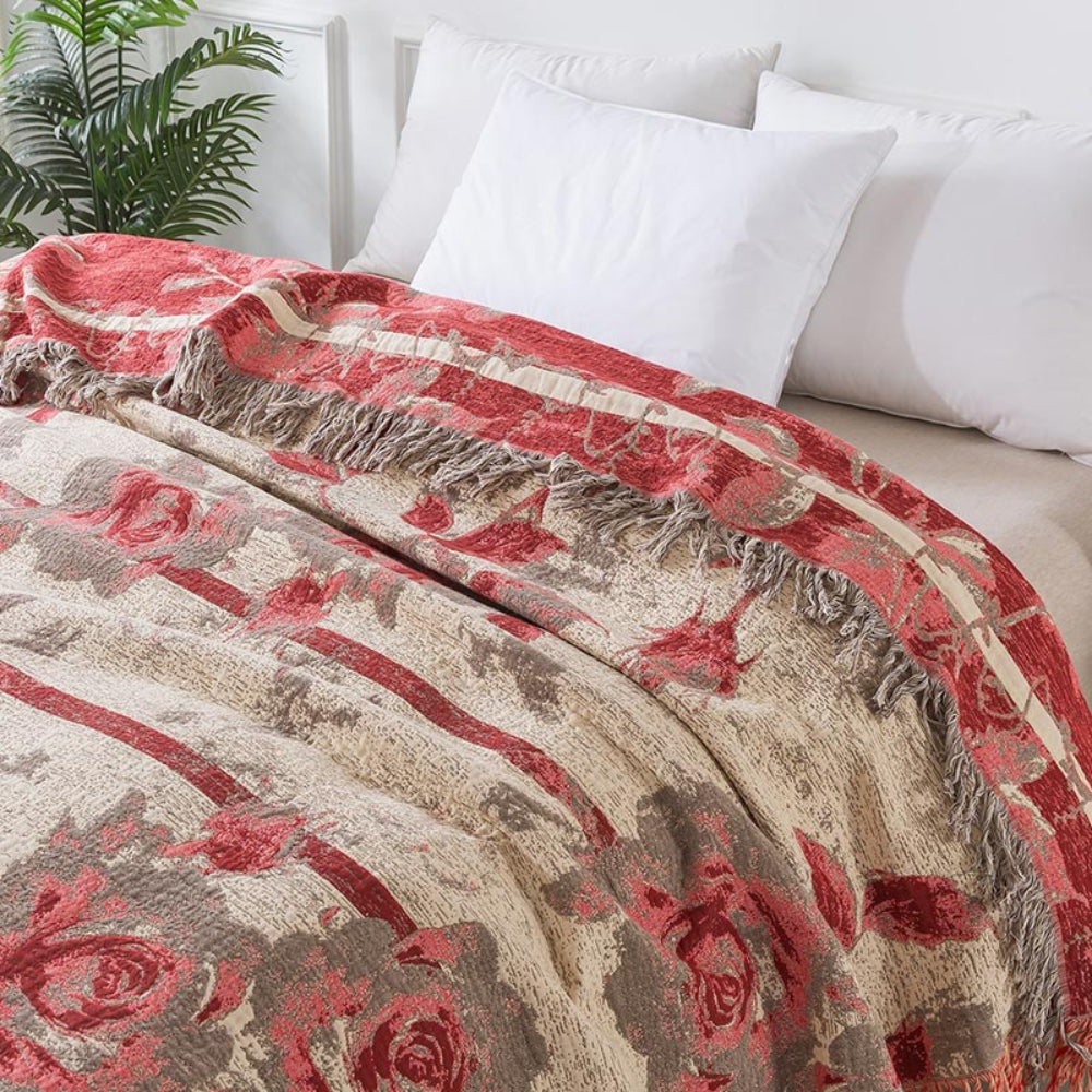 Rosewood Grace Throw Cotton Blanket — product detail view
