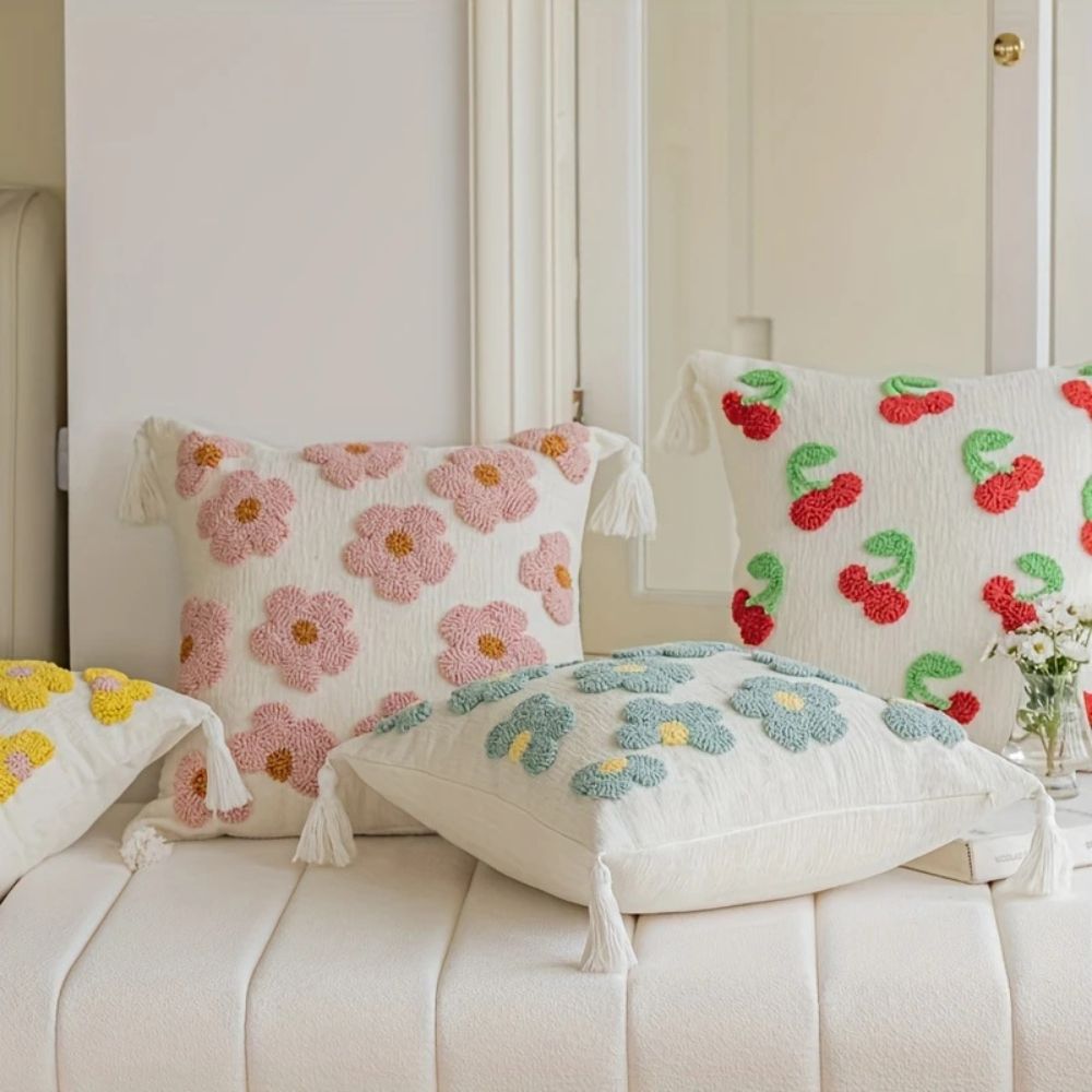 Rosy Bloom Tufted Cushion Cover — main product photo