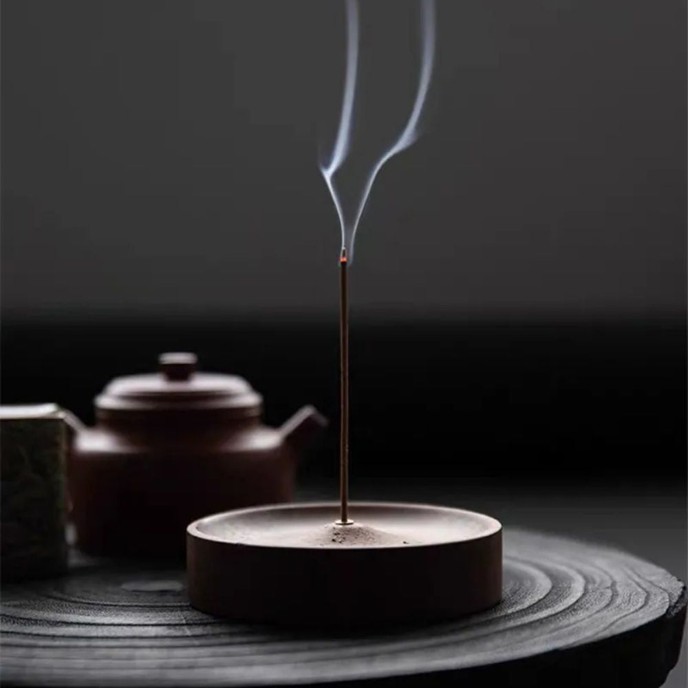 Round Ash Catcher Wood Incense Stick Holder — main product photo