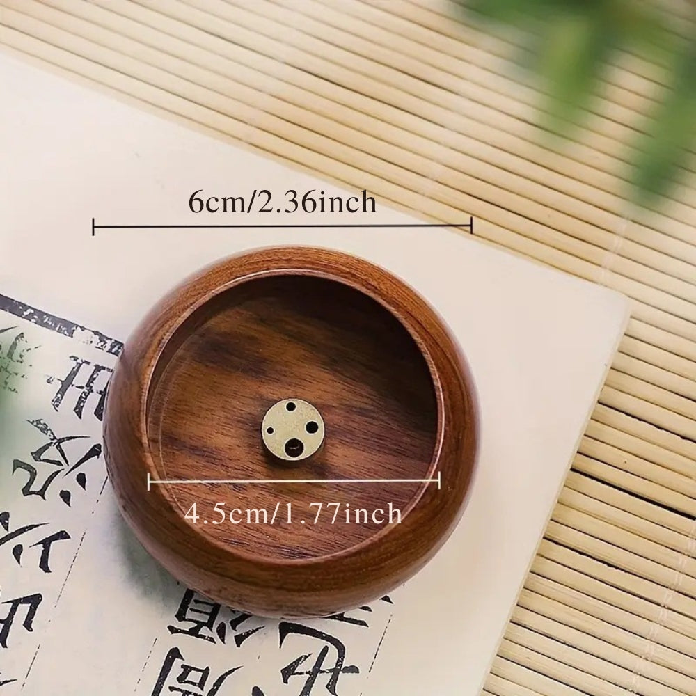 Round Solid Wood Incense Stick Holder — product in use