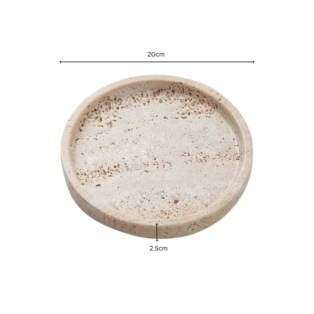 Round Travertine Stone Tray — additional view