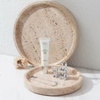 Round Travertine Stone Tray — product close-up