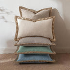 Rustic Linen Trim Decorative Cushion Cover — product close-up