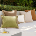 Rustic Linen Trim Decorative Cushion Cover — product detail view