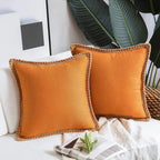 Rustic Linen Trim Decorative Cushion Cover — additional view