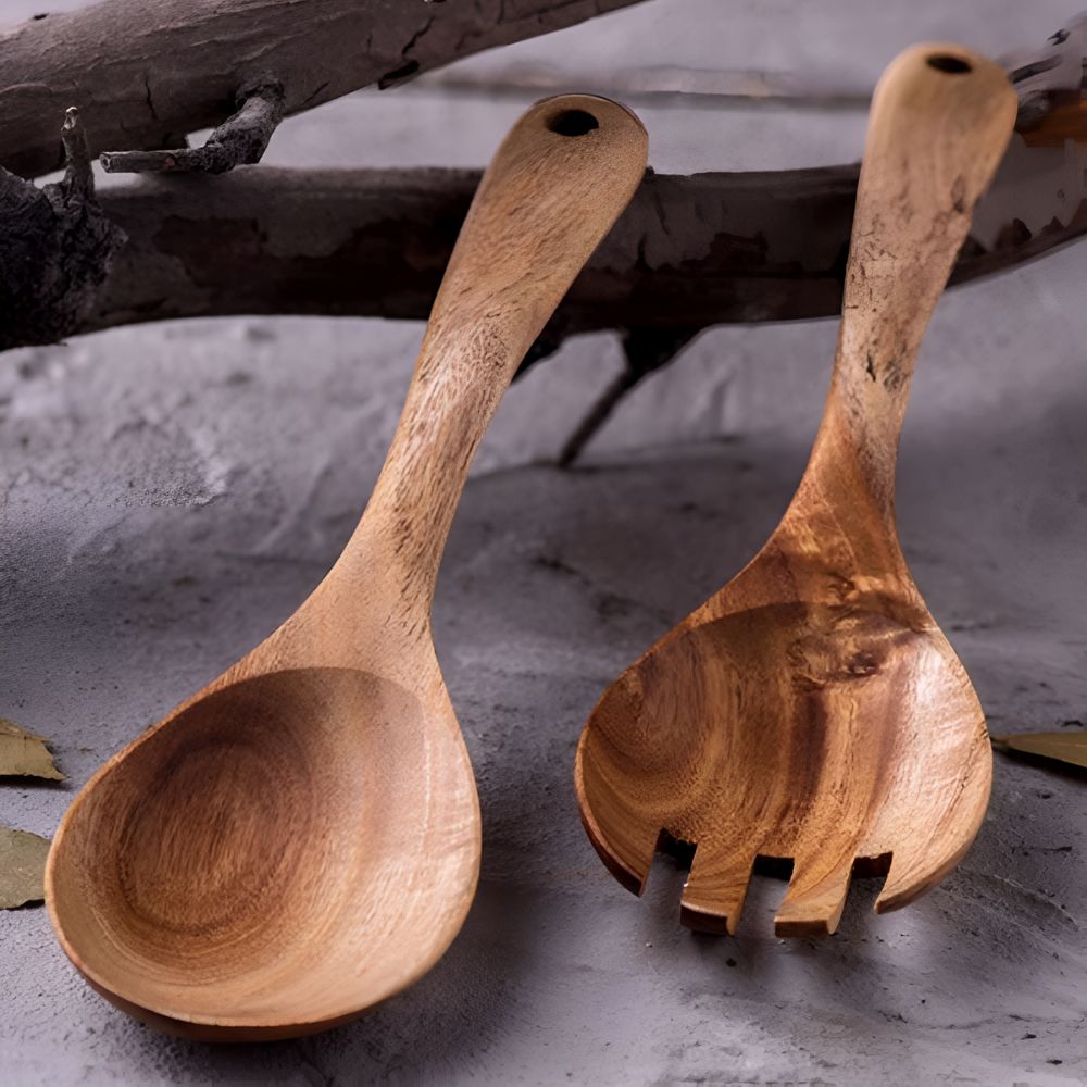 Rustic Teak Serving Set | 2 Pcs — product in use