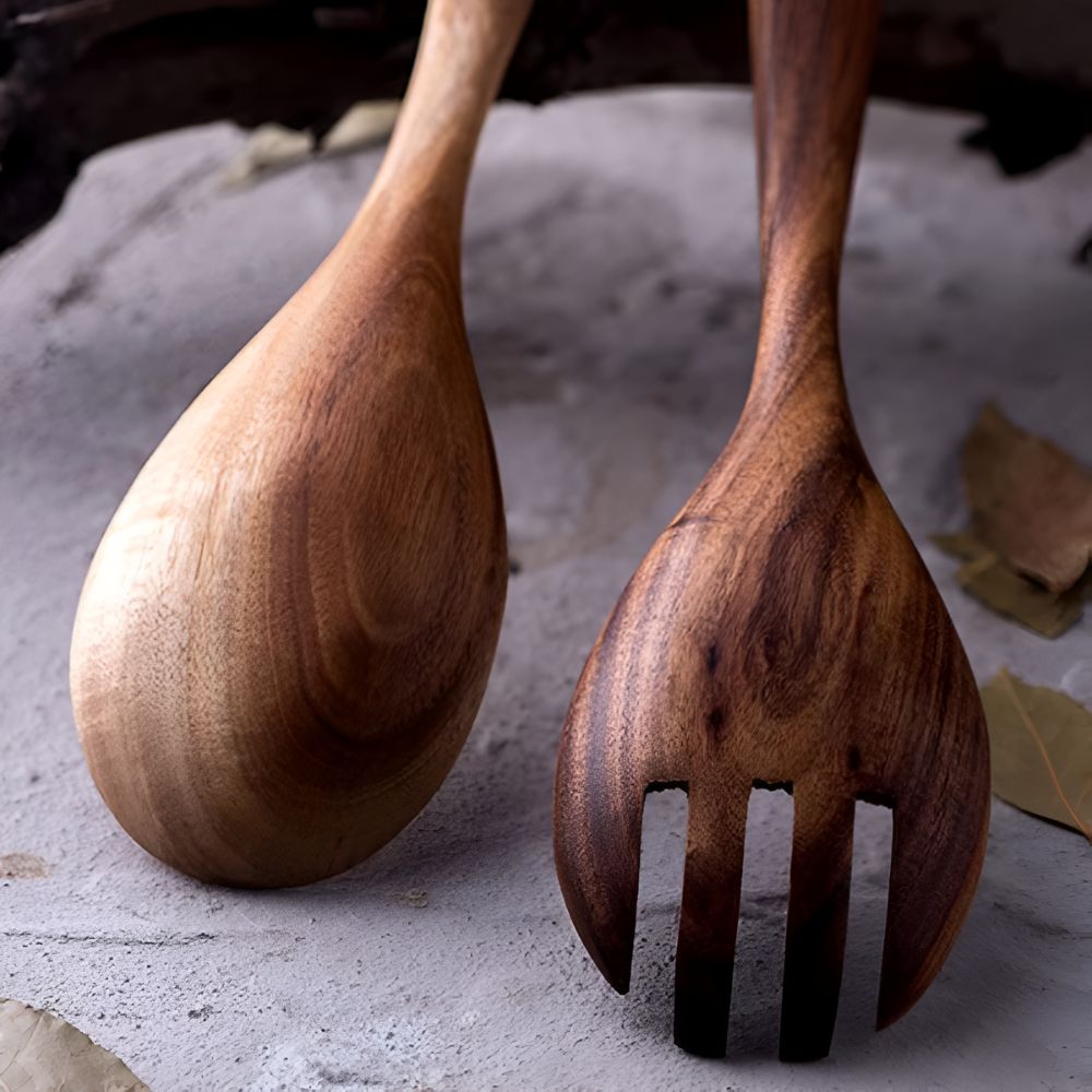Rustic Teak Serving Set | 2 Pcs — alternate angle view