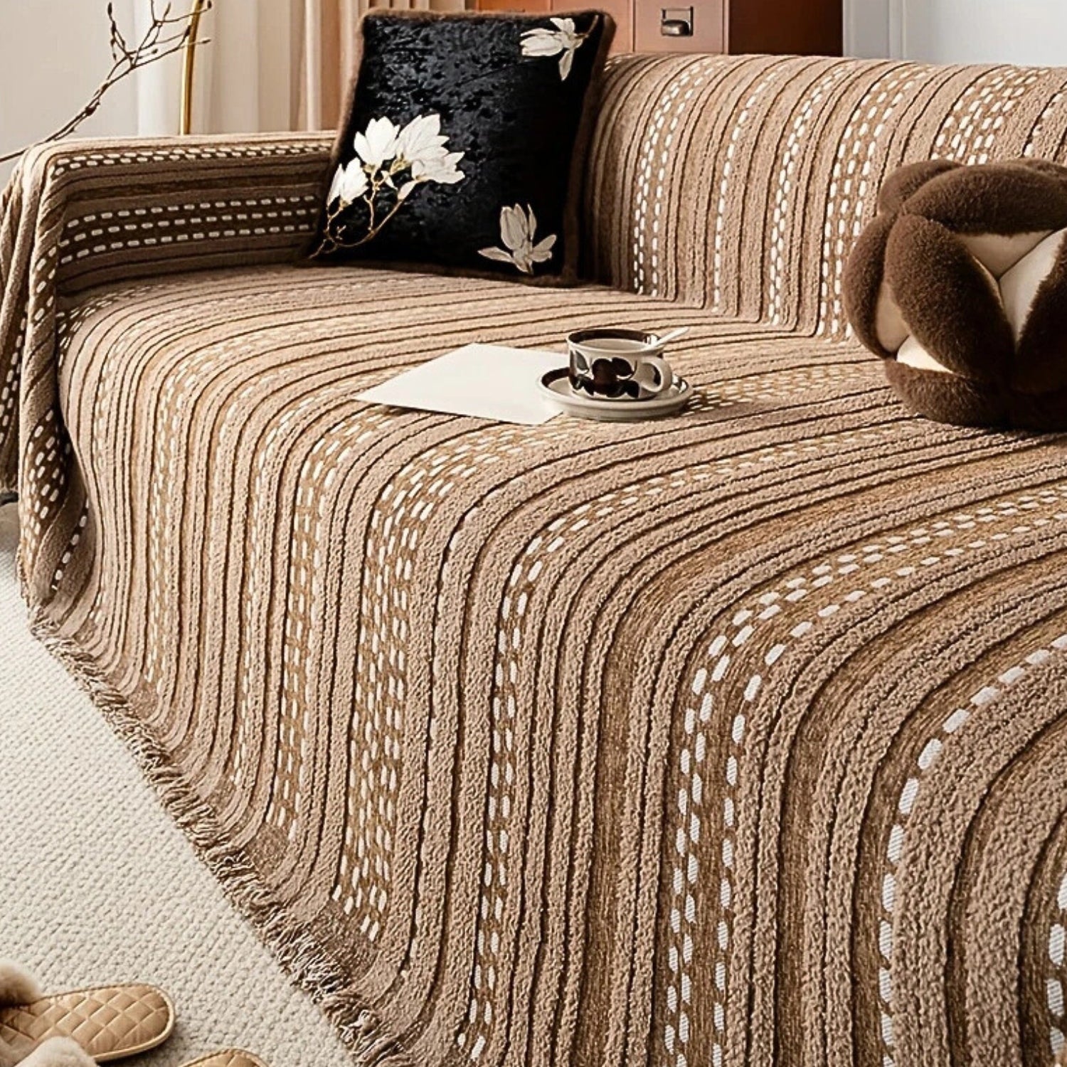 Sahara Style Plush Boho Sofa Cover Blanket — main product photo
