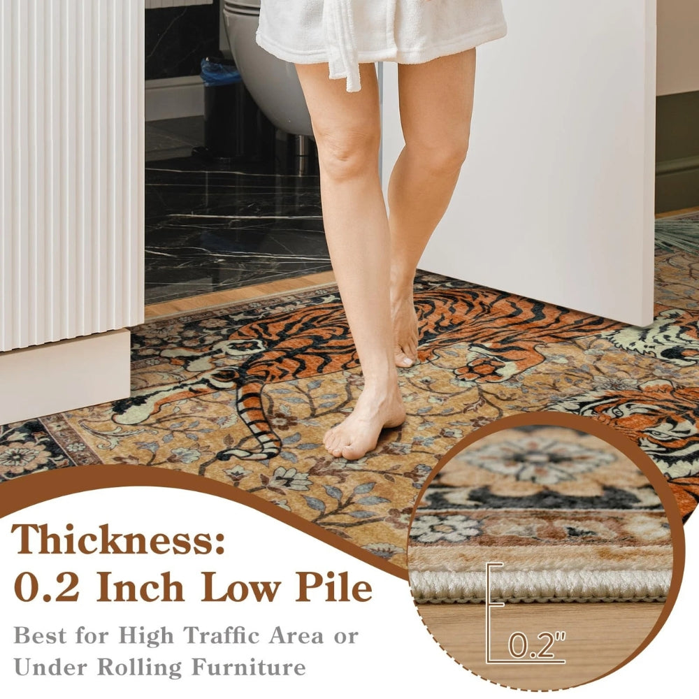 Savage Grace Tiger Tapestry Carpet Rug — material texture close-up