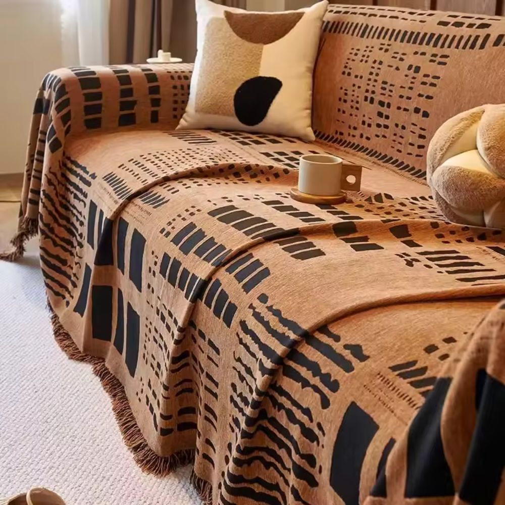 Savanna Geo Chenille Sofa Cover — lifestyle shot