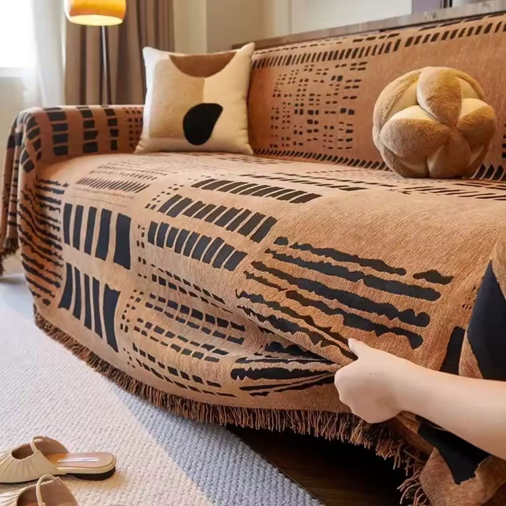 Savanna Geo Chenille Sofa Cover — product close-up