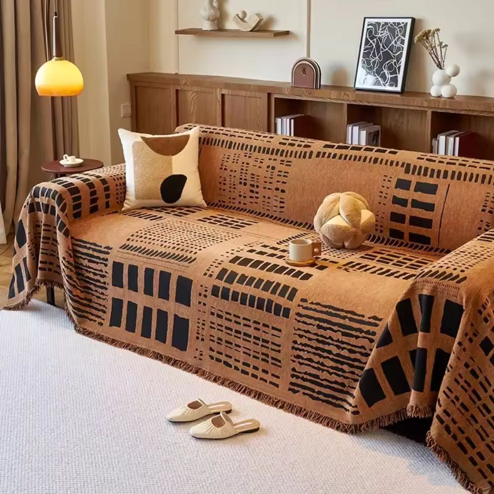 Savanna Geo Chenille Sofa Cover — alternate angle view