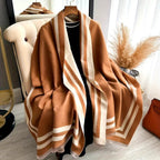 Savéra Striped Double-Sided Poncho Scarf — main product photo