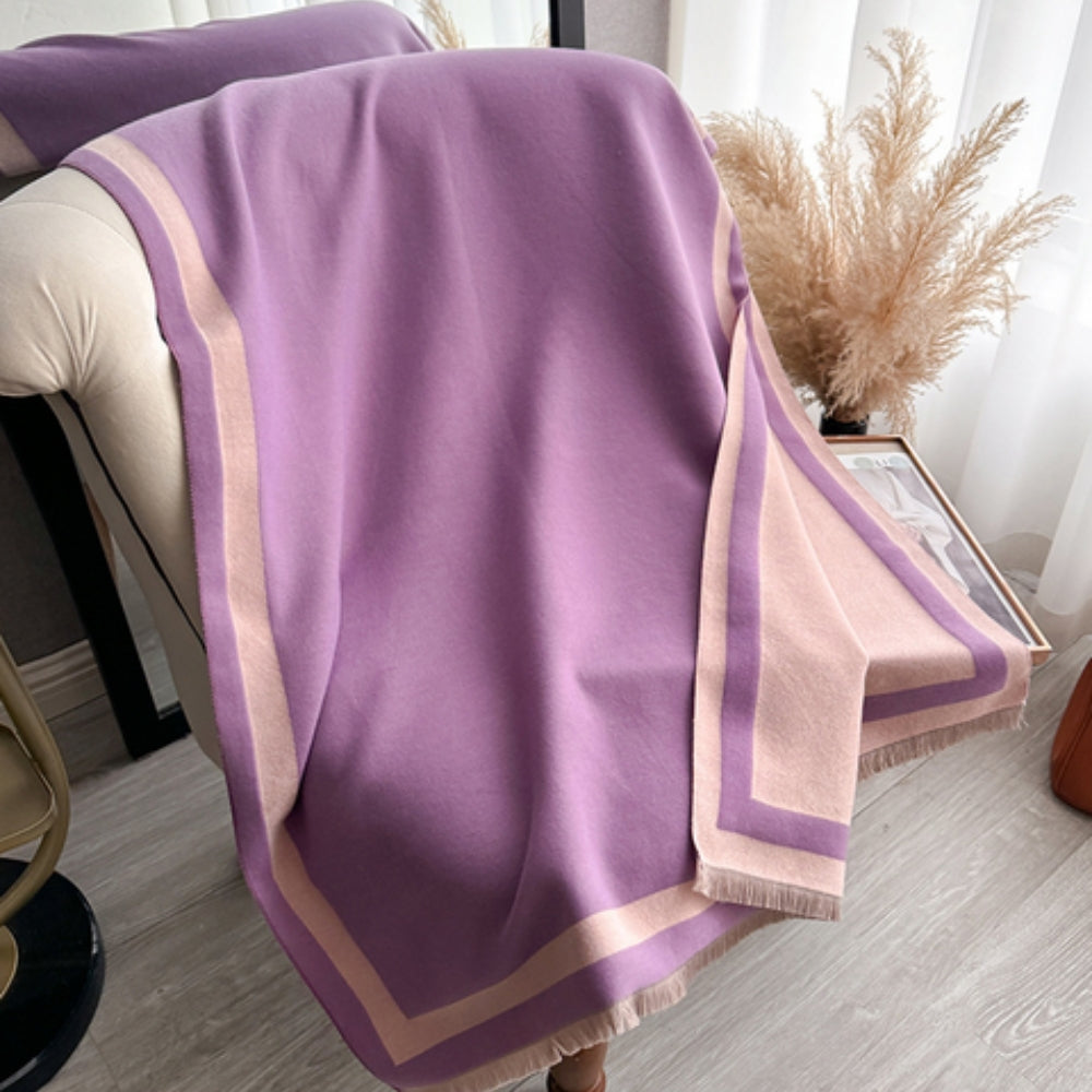 Savéra Striped Double-Sided Poncho Scarf — lifestyle shot