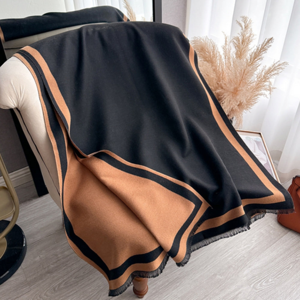 Savéra Striped Double-Sided Poncho Scarf — product close-up