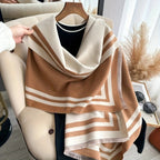 Savéra Striped Double-Sided Poncho Scarf — product detail view