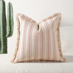 Scandi Stripe Textured Fringe Cushion Cover — lifestyle shot