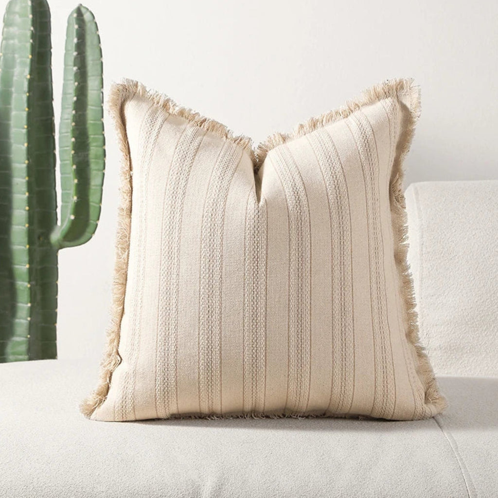 Scandi Stripe Textured Fringe Cushion Cover — additional view