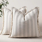 Scandi Stripe Textured Fringe Cushion Cover — product close-up