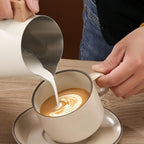 Wood Handle Milk Pitcher — product in use