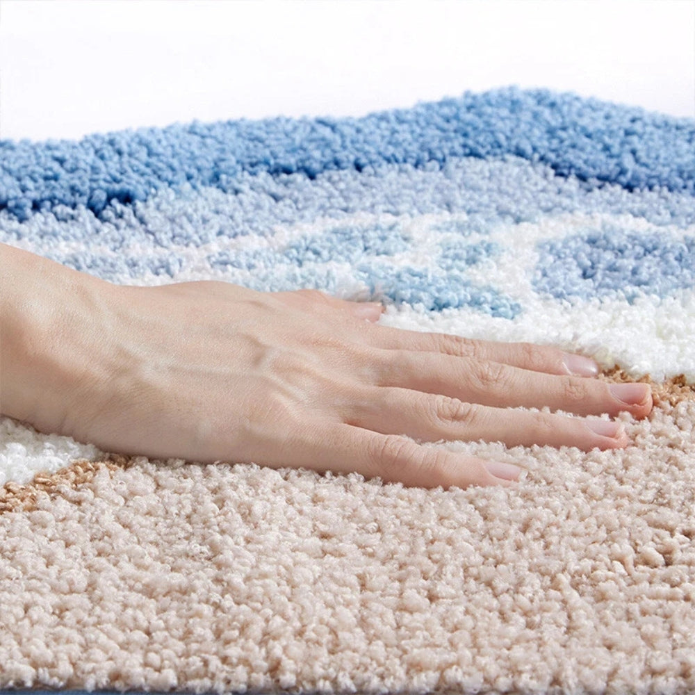 Seaside Footprint Pattern Bath Mat — product detail view