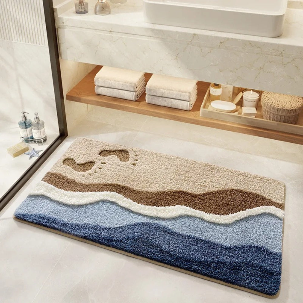 Seaside Footprint Pattern Bath Mat — main product photo
