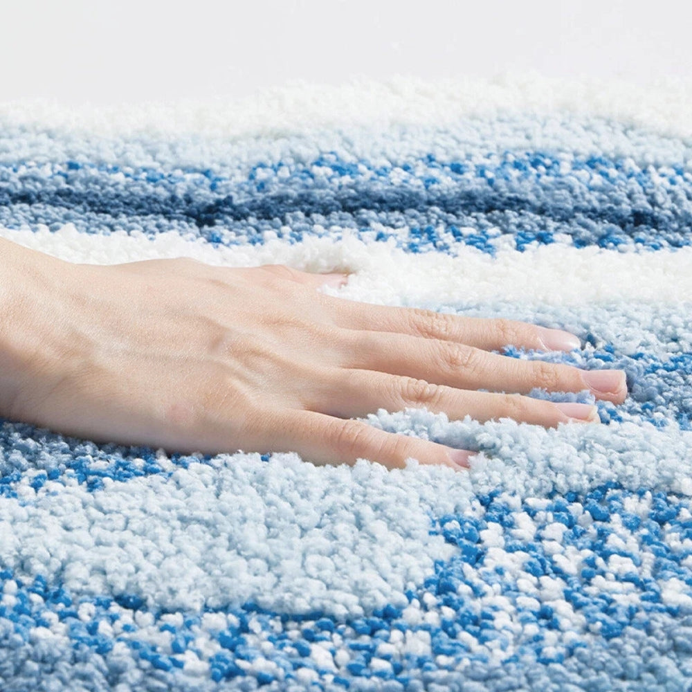 Seaside Footprint Pattern Bath Mat — product in use