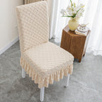 Seraphine Embossed Oval Knitting Dining Chair Cover — product in use