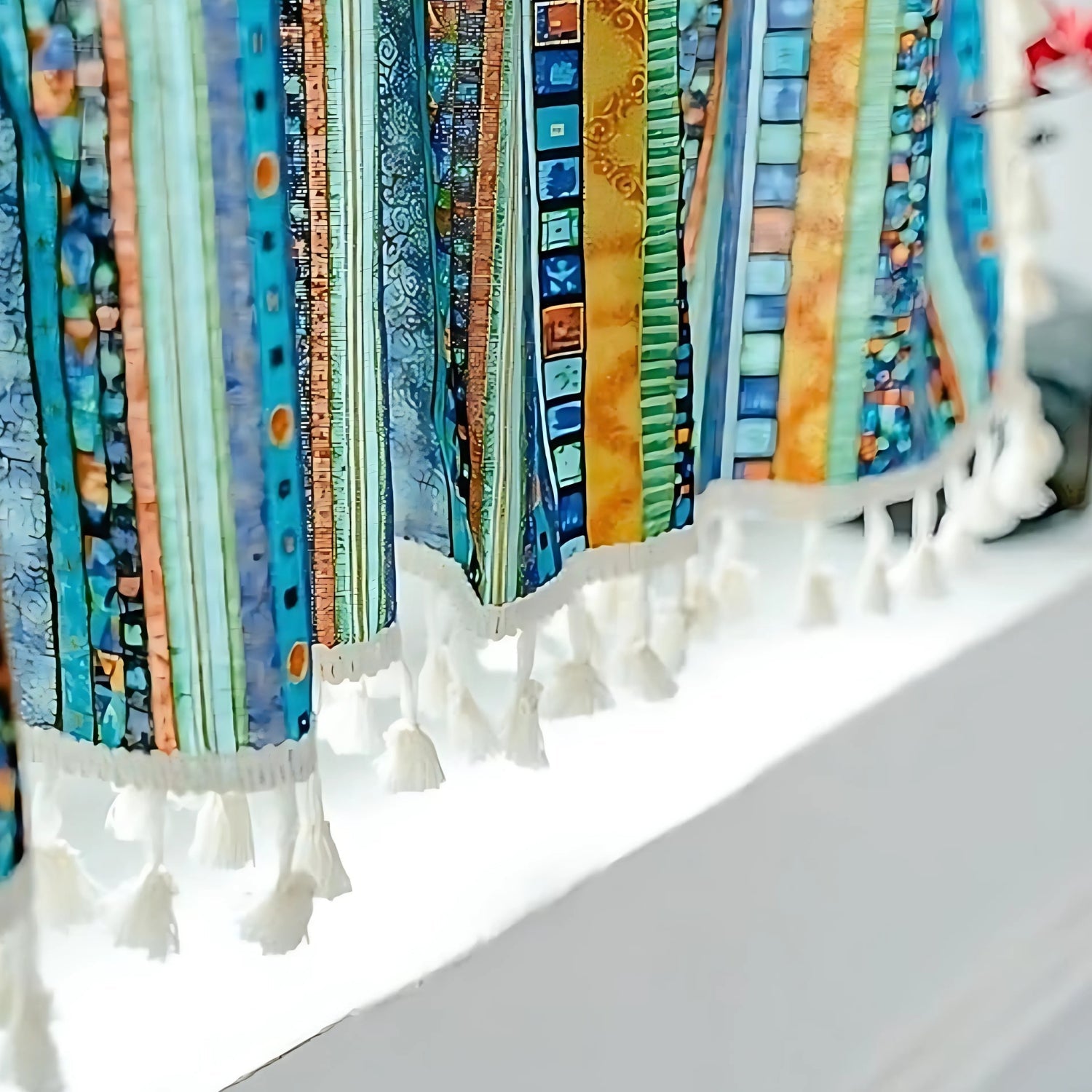 Serina Boho Striped Tassel Curtain for Living Room Window — product detail view