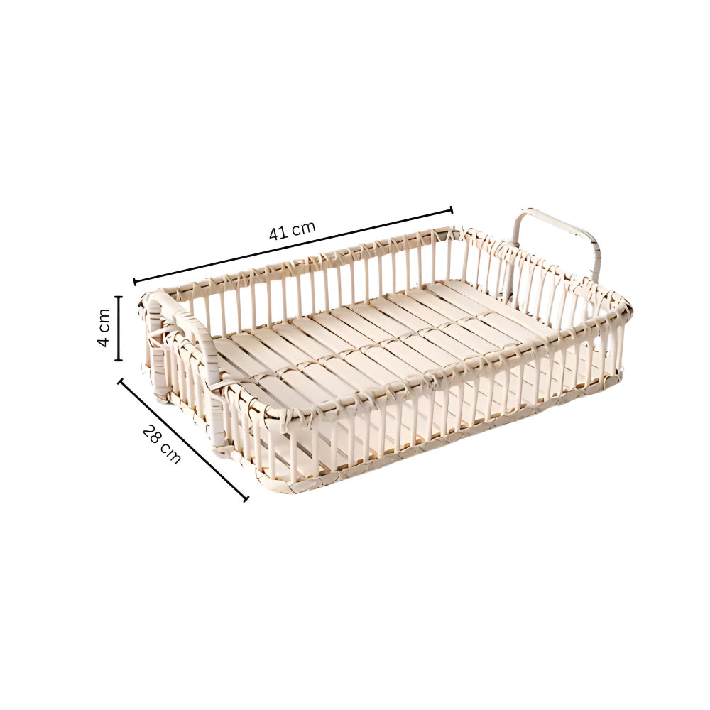 Rustic Weave Rattan Tray — alternate angle view