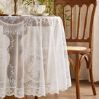 Sheer Lace Round Floral Tablecloth — additional view