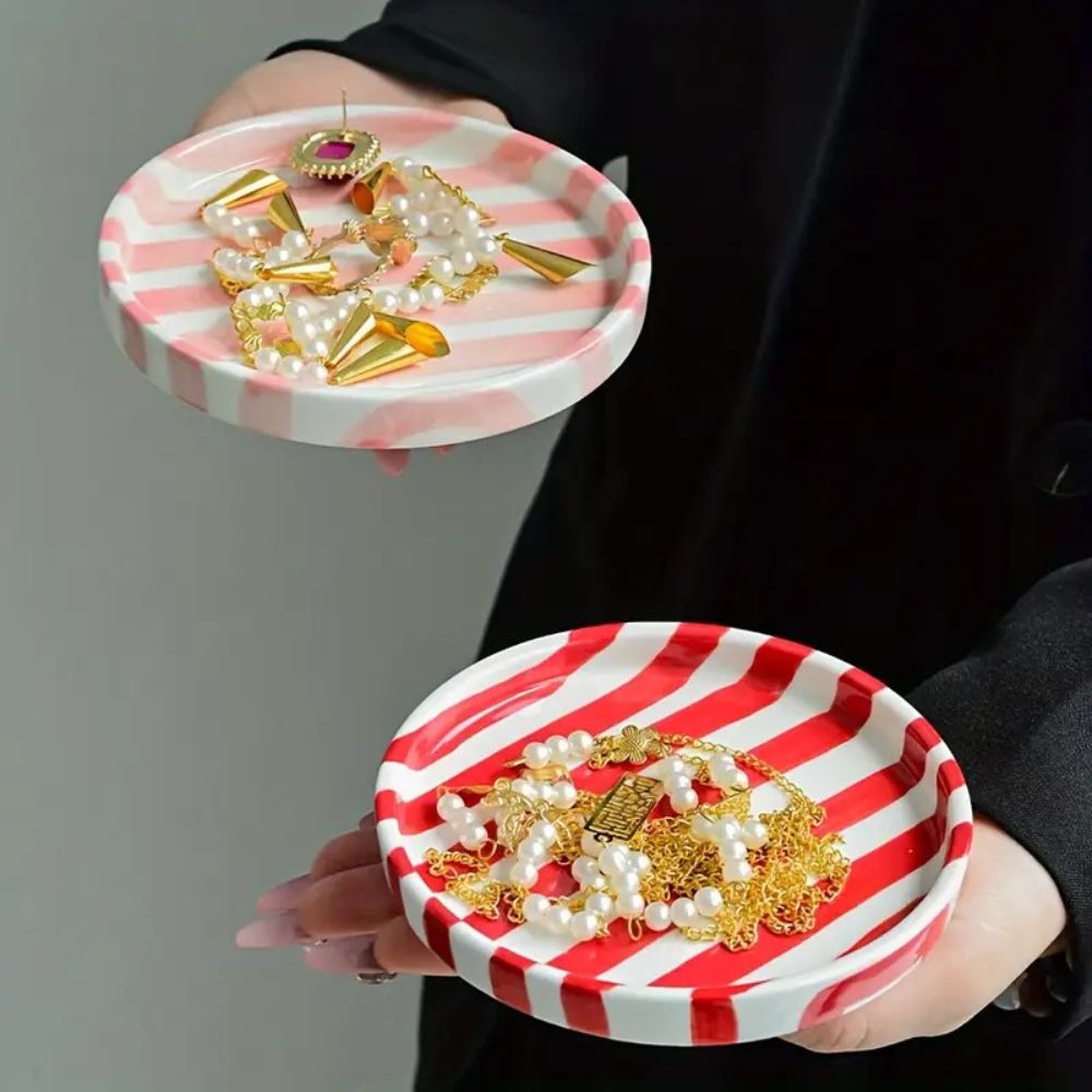 Silva Ceramic Stripe Jewelry Tray — product close-up