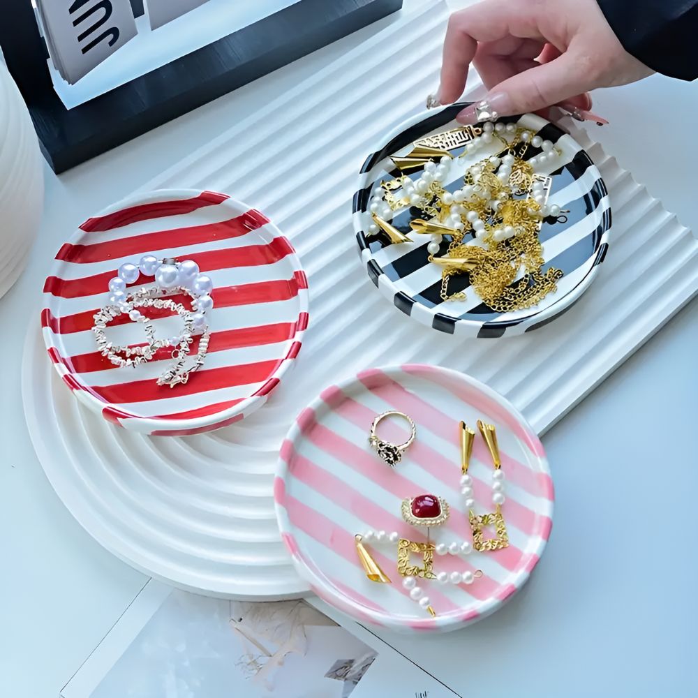 Silva Ceramic Stripe Jewelry Tray — main product photo