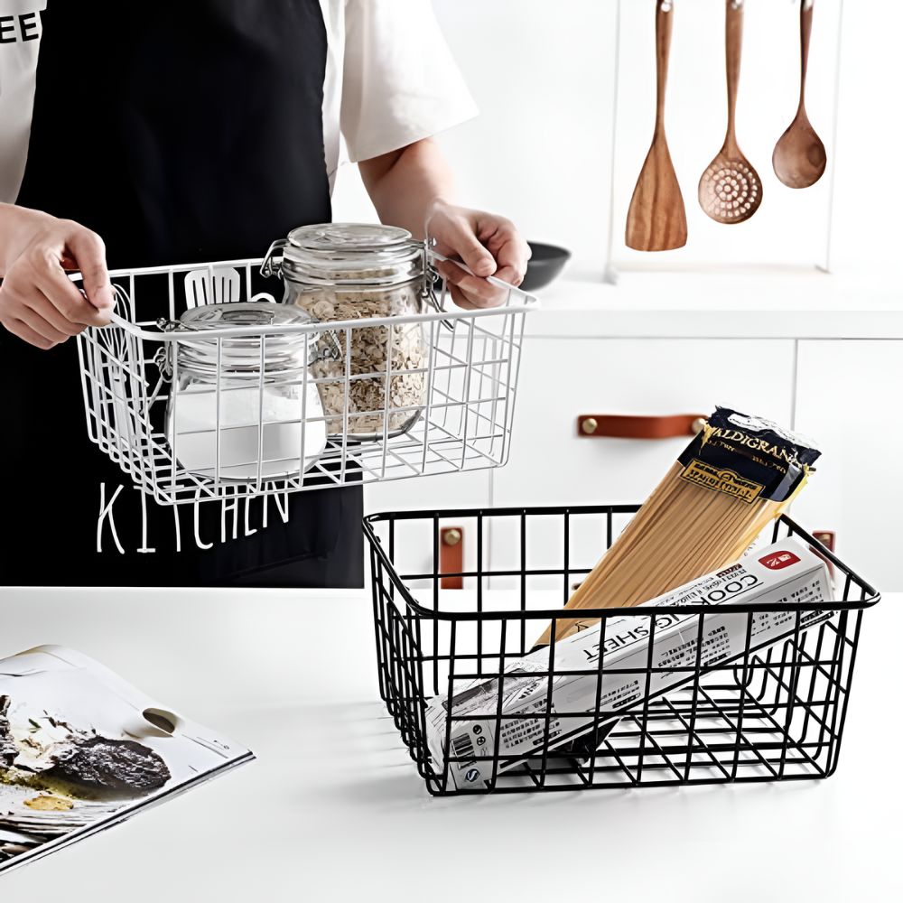 Sleek Wire Organiser Storage Basket — material texture close-up