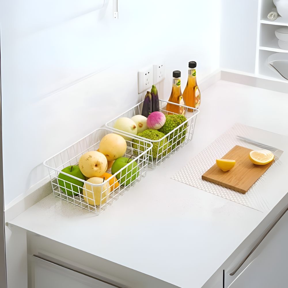 Sleek Wire Organiser Storage Basket — size and scale reference