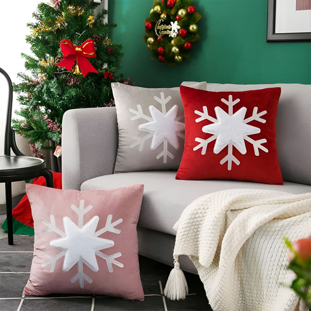 Snowflake Holiday Pillowcase — product close-up