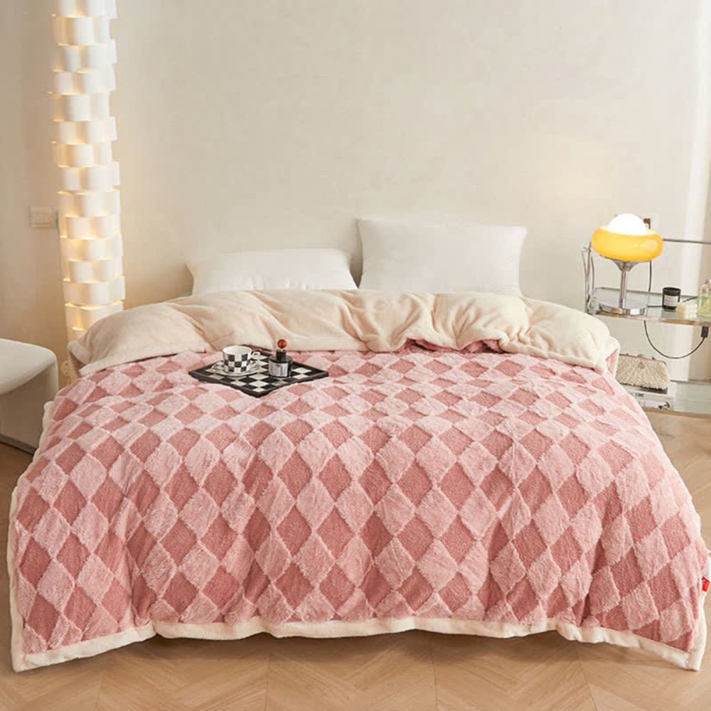 Soft Diamond Pattern Comfort Blanket — product in use